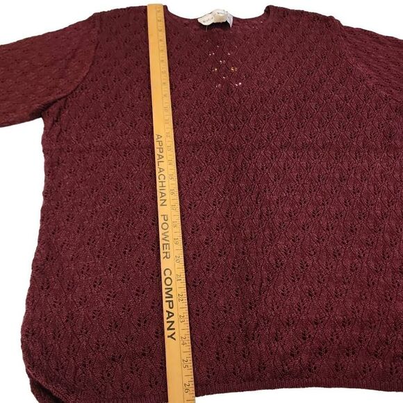 Norton McNaughton Women's Berry Color Open Knit Eyelet Pullover Sweater Medium N - Picture 8 of 10